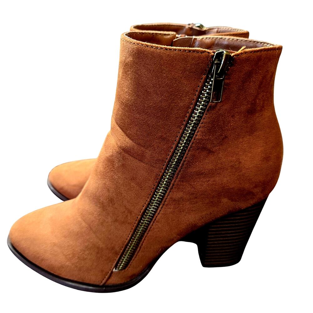 Justfabulous 7 Women's Brown Ankle Boots Block Heel Shoes